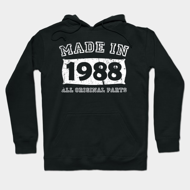 Made 1988 Original Parts Birthday Gifts distressed Hoodie by star trek fanart and more